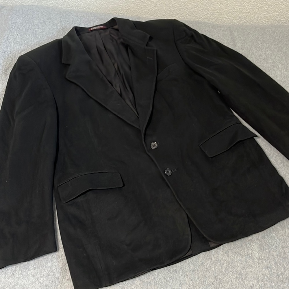 Vintage Evan Picone Cashmere Blazer Sport Coat Mens Size 42R Black Two Button
